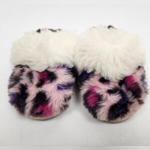 UGG Pink Cheetah Furry Slippers Kids Size 11